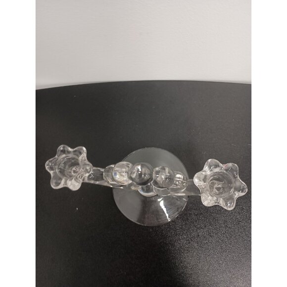 Vintage Duncan Miller Clear Glass Teardrop Two Candle Candlestick Holder MCM - Picture 4 of 9